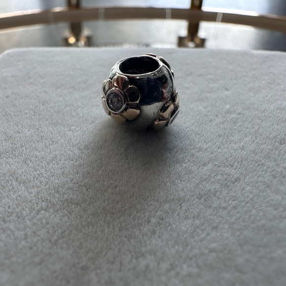 Pandora Silver and Gold Bracelet Charm with Floral Design - Picture 7 of 8
